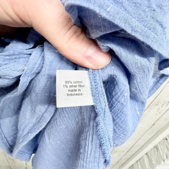 Lane Bryant Blouse Womens Plus Sz 16 Blue/Silver Stripe V-neck Top Short Sleeve - Picture 3 of 5